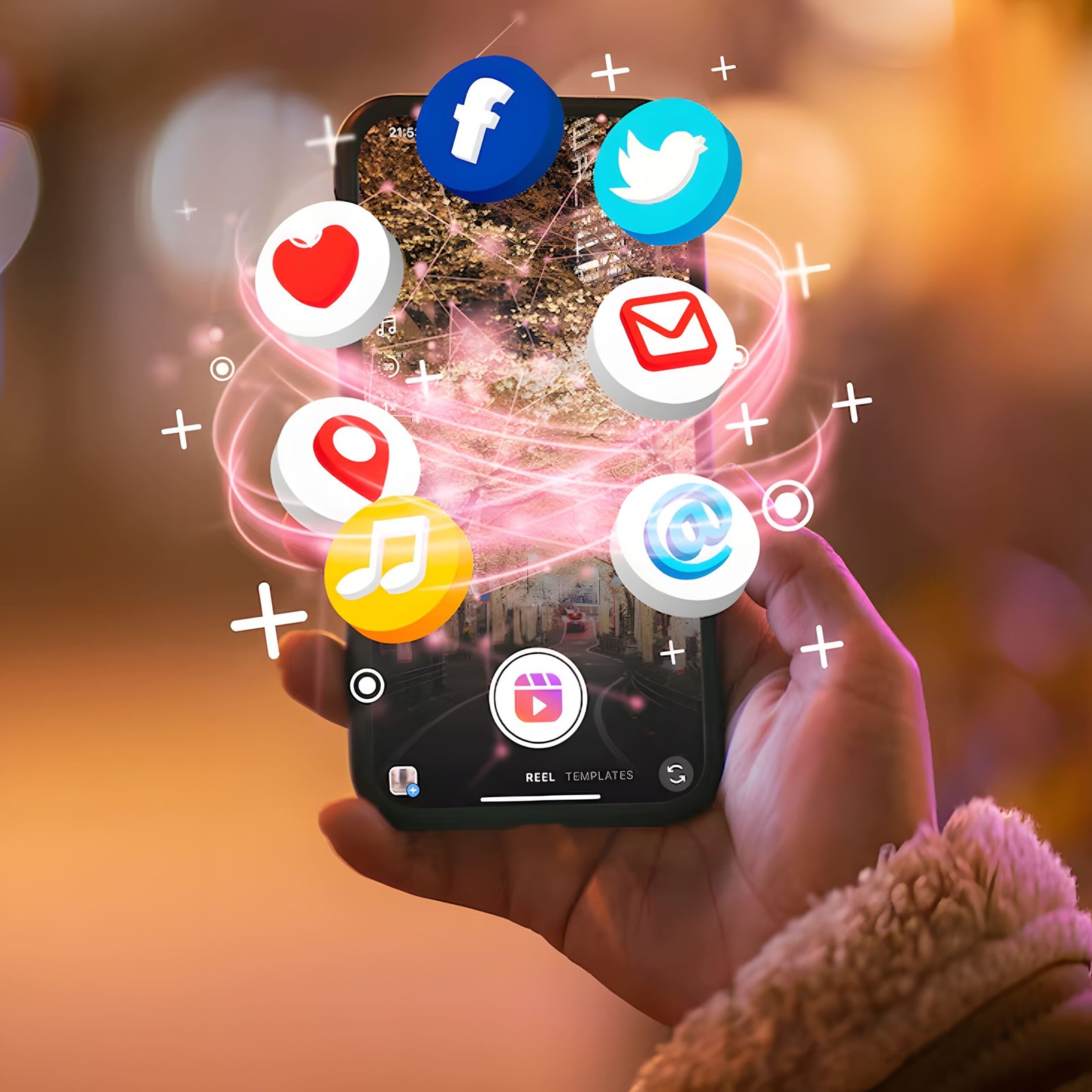 hand holding smartphone social media concept scaled