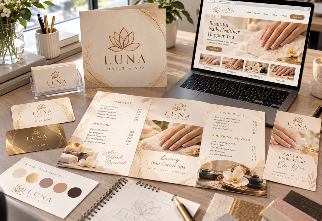 Tại Sao Tiệm Nail Cần Thiết Kế Thương Hiệu Chuyên Nghiệp Để Thu Hút Khách Hàng? 1 thiết kế thương hiệu tiệm nail